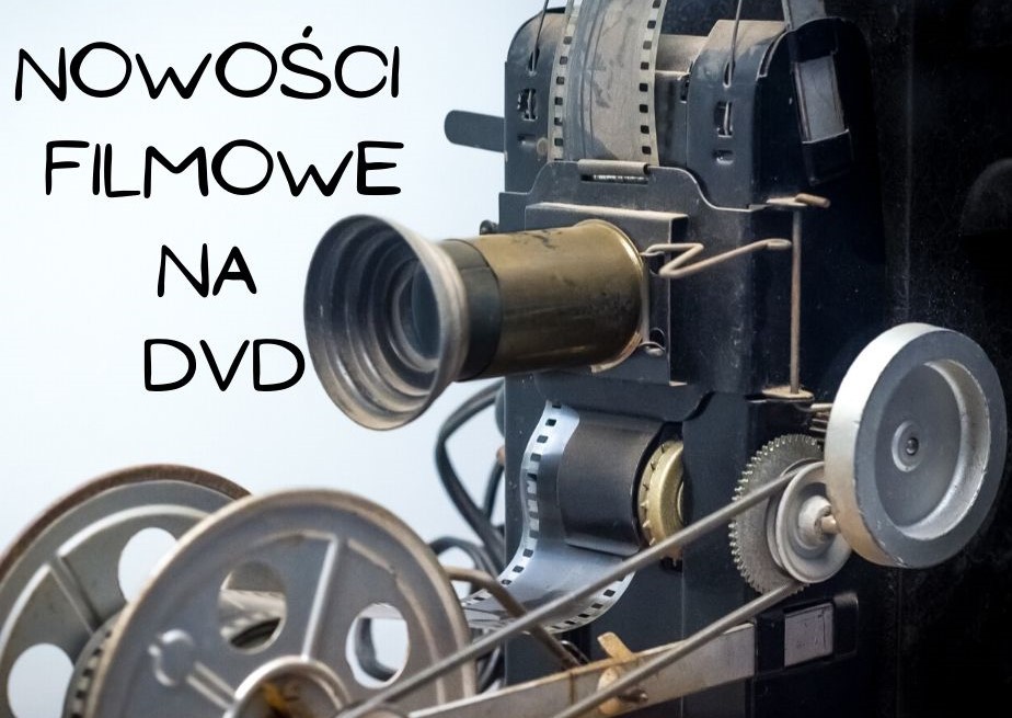 Na obrazie kamera i napis NOWOŚCI FILMOWE NA DVD