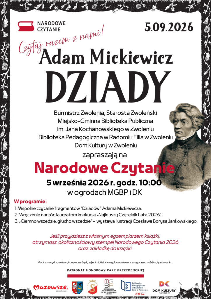 Zaproszenie na Narodowe Czytanie 2026
Dziady Adama Mickiewicza